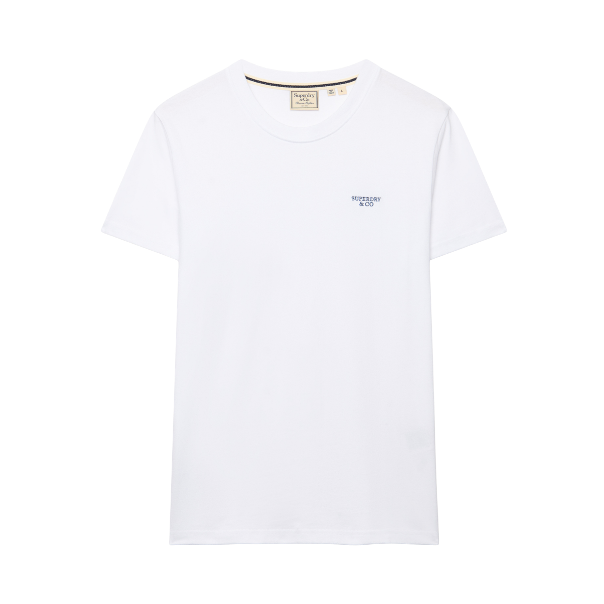 Essential Stacked Logo Emb Tee - Optic/Navy