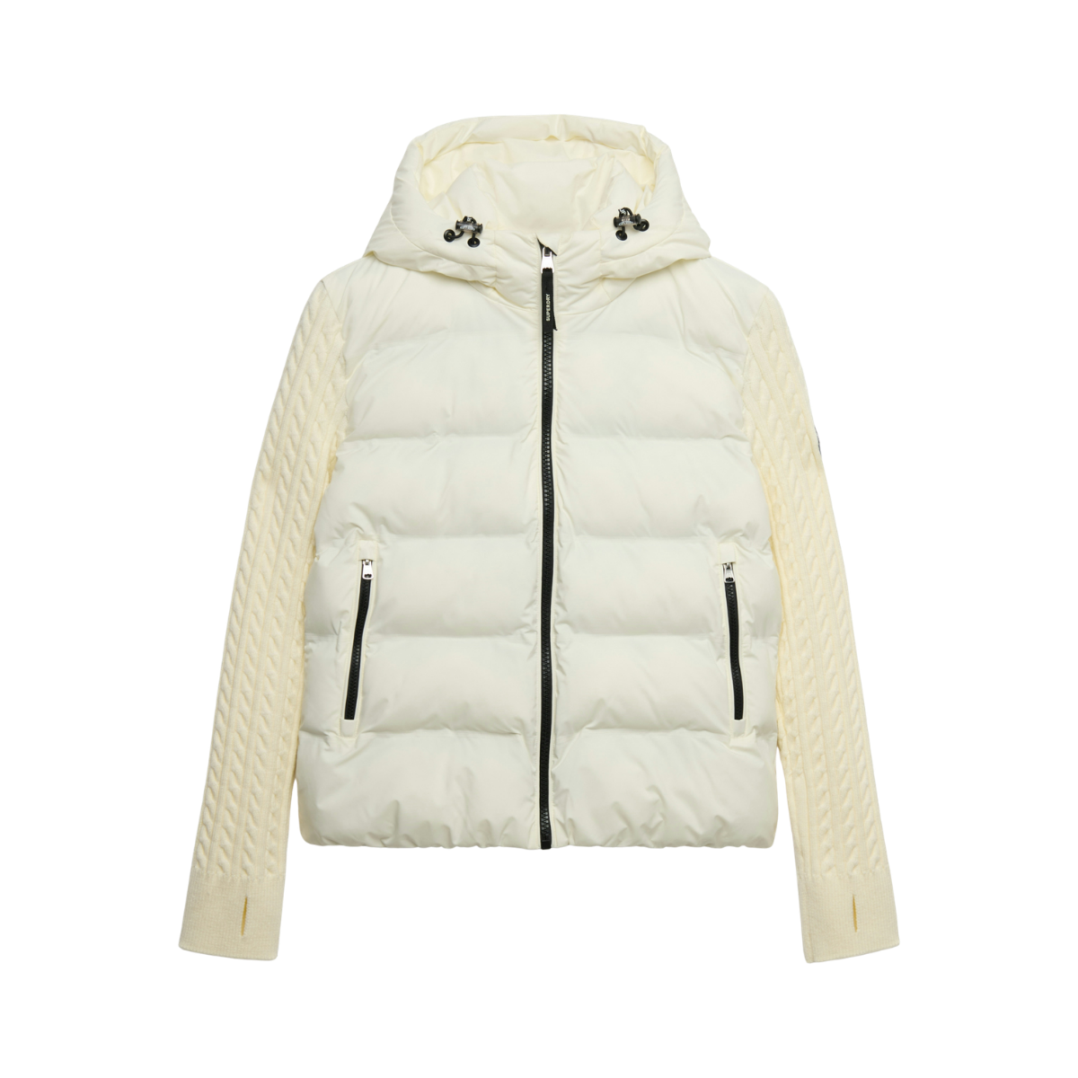 Cable Knit Sleeve Hybrid - Off White