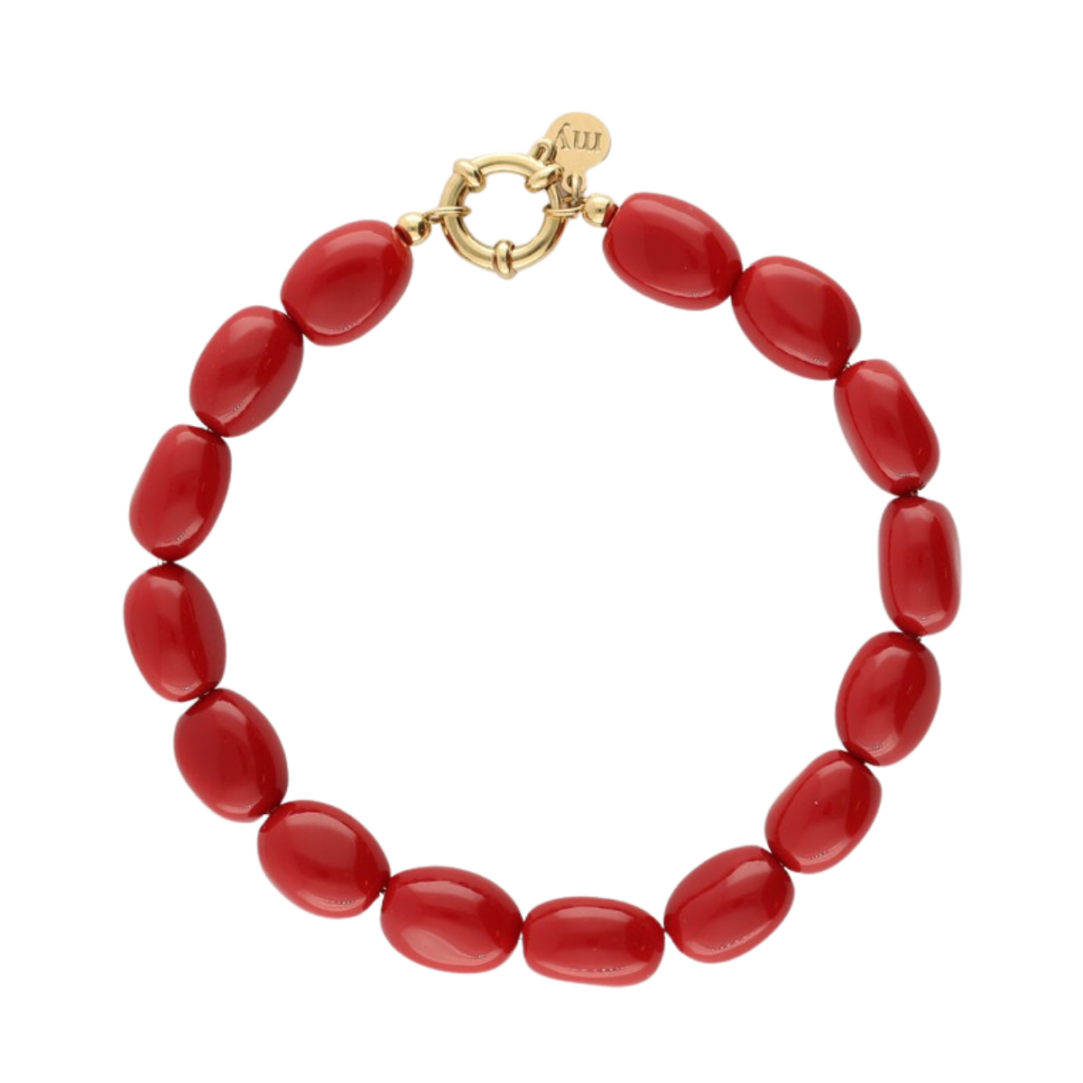 Bracelet Beads Red - Gold