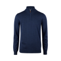 Sweater Knitted Half Zip Merino - Dark Blue