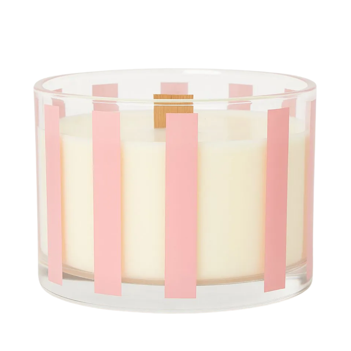 Striped Glass Candle Pink Berry - -
