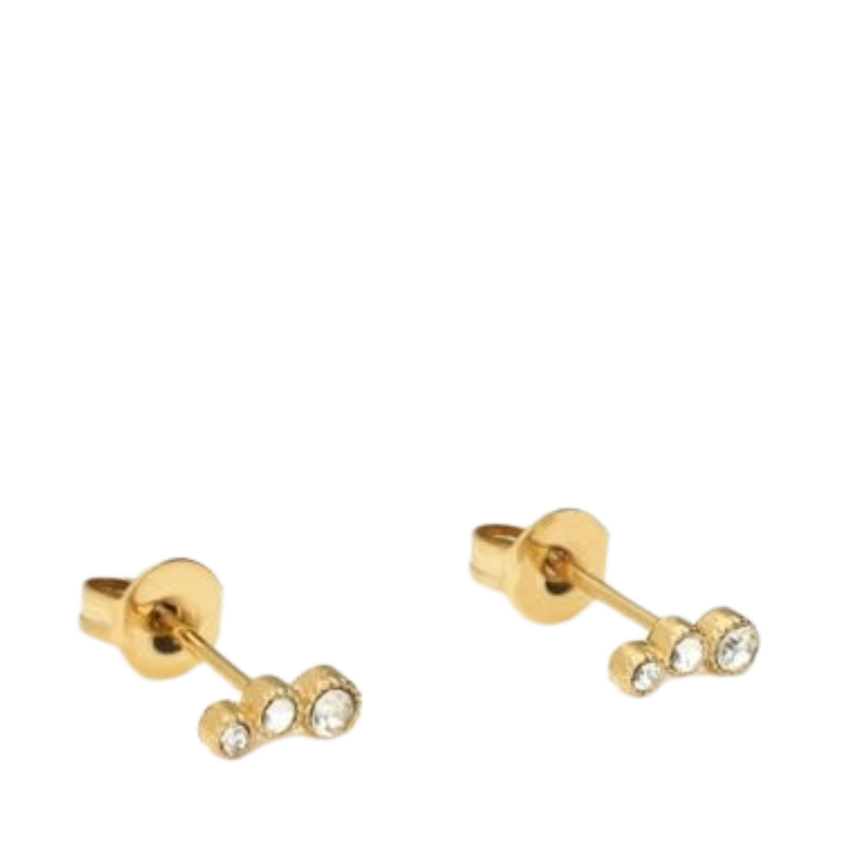 Studs 3 round strass transparant - 1200 Gold