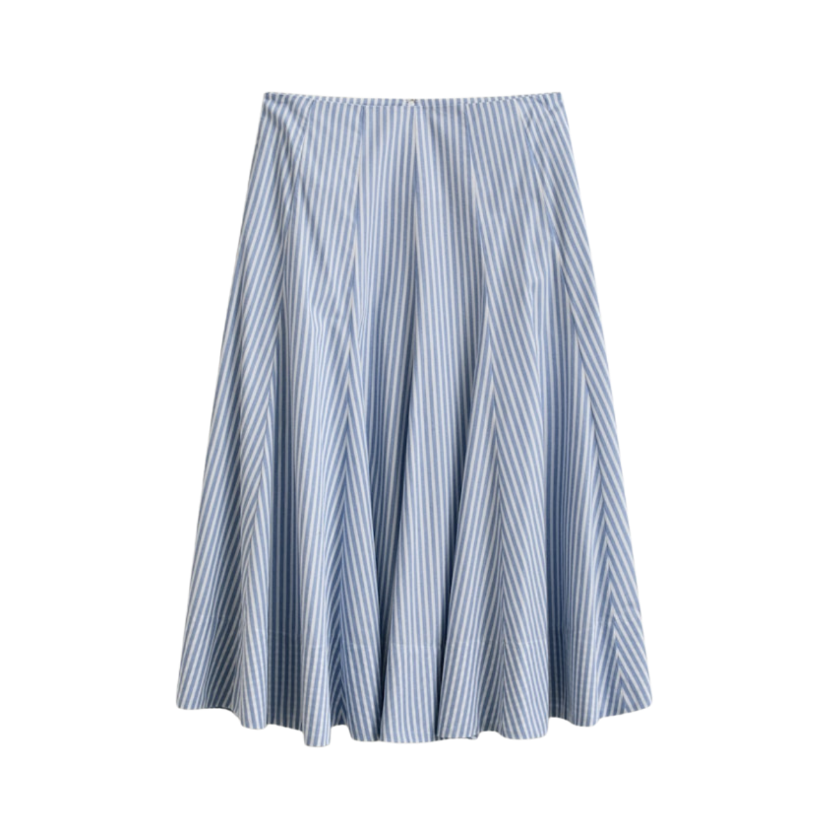 Stripe Ctn Panel Midi Skirt - Hydrangea Blue