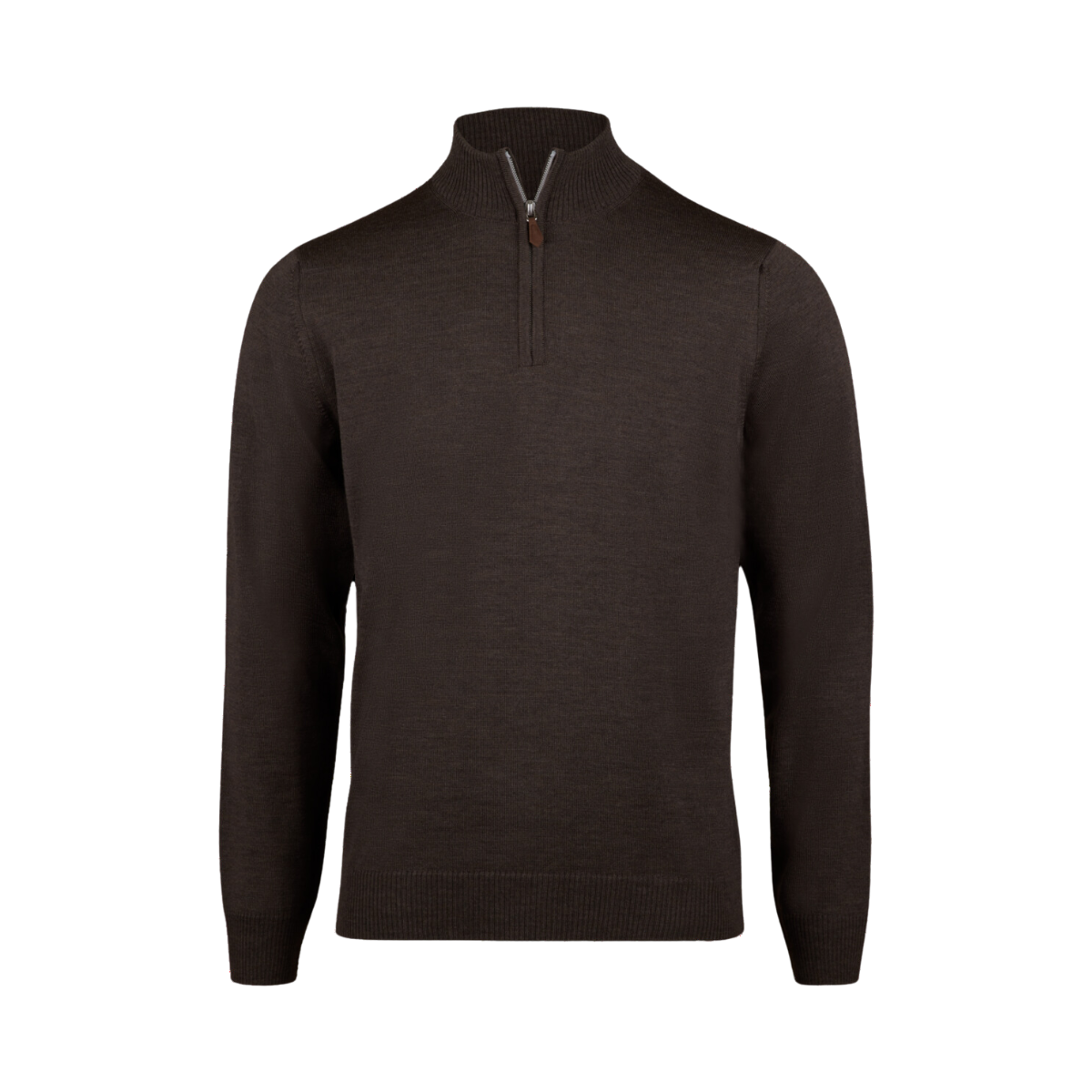 Sweater Knitted Half Zip Merino - Dark Brown Stripe