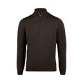 Sweater Knitted Half Zip Merino - Dark Brown Stripe