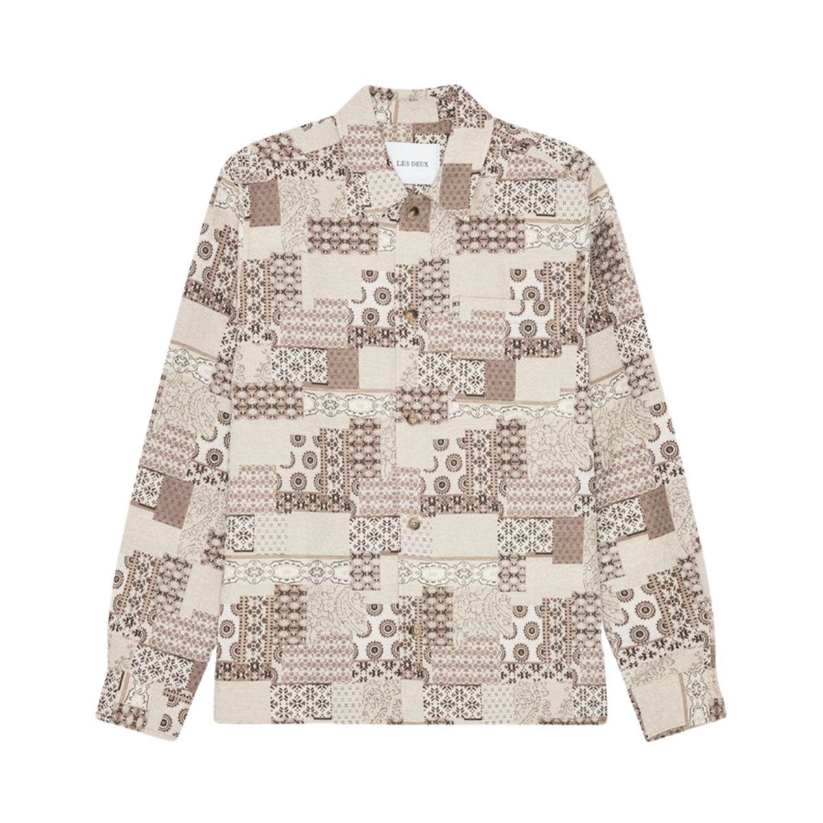 Layton Patchwork Jacquard Overshirt - Light Sand