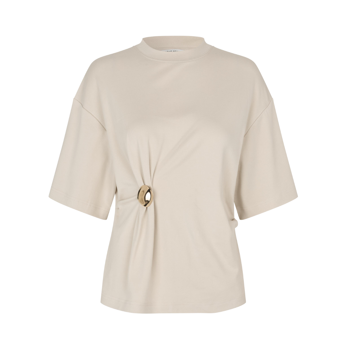 Enora Brooch Tee - Soft Beige