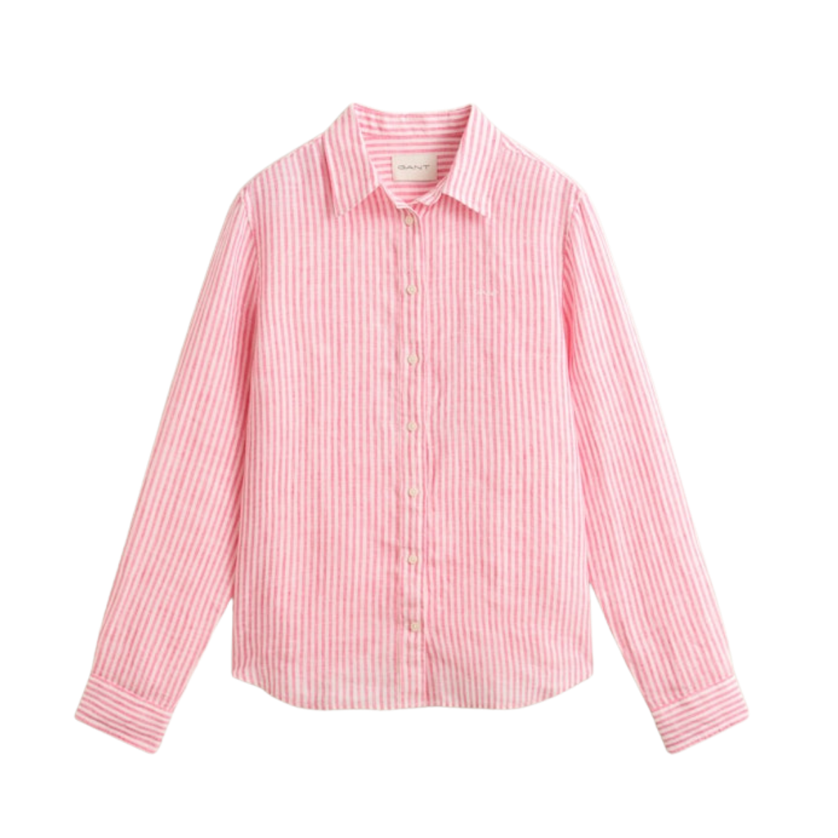Striped Linen LS Shirt - Bright Fuschia