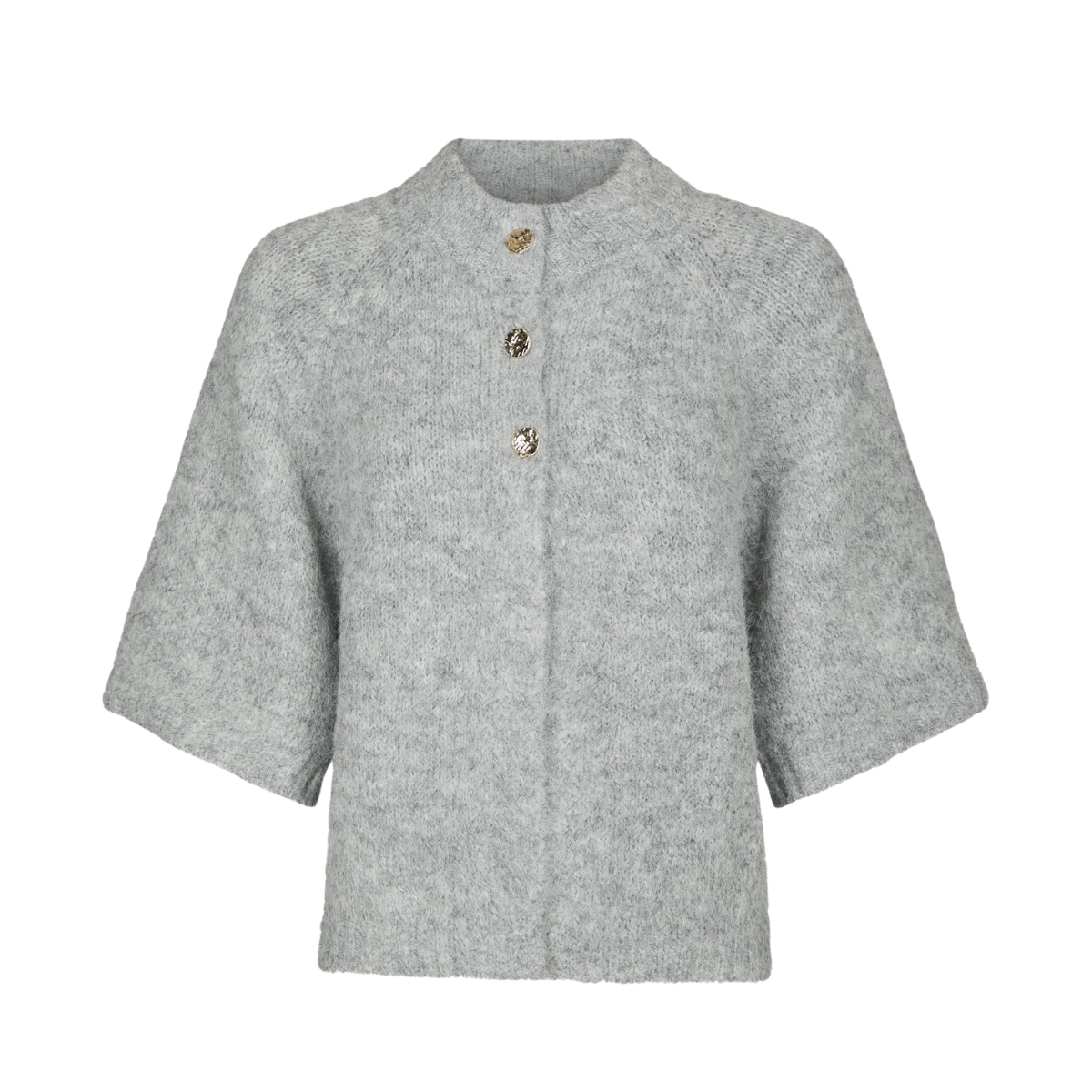 Benuta Fluffy Knit Cardigan - Grey Melange