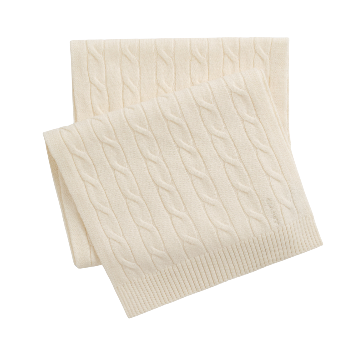 Wool Cable Scarf - Cream