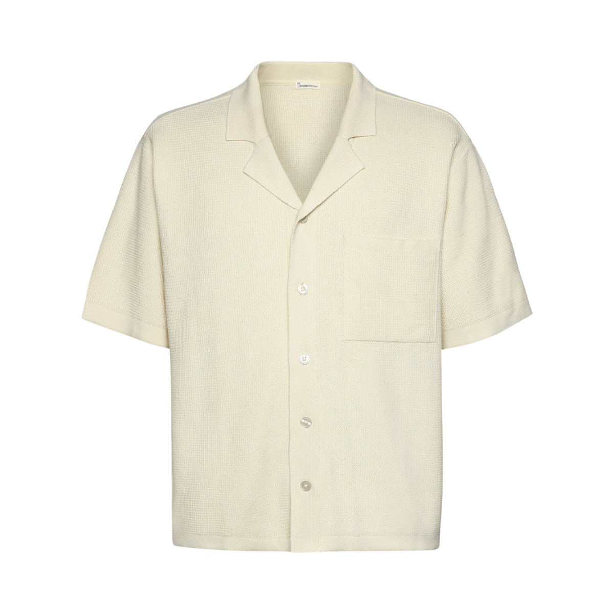 Boxy Short Sleeve Structured Knitted Shirt - Egret