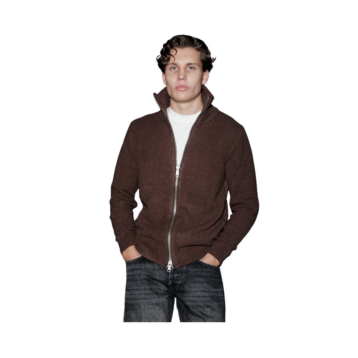 Marcello Zip Knit V1 - Brown