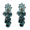 Leaf Big Stone Earrings - 0020 Dark Green