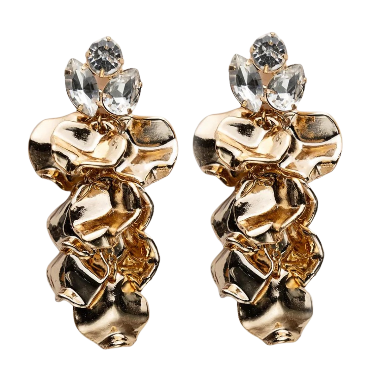 Leaf Stone Earrings - Gold