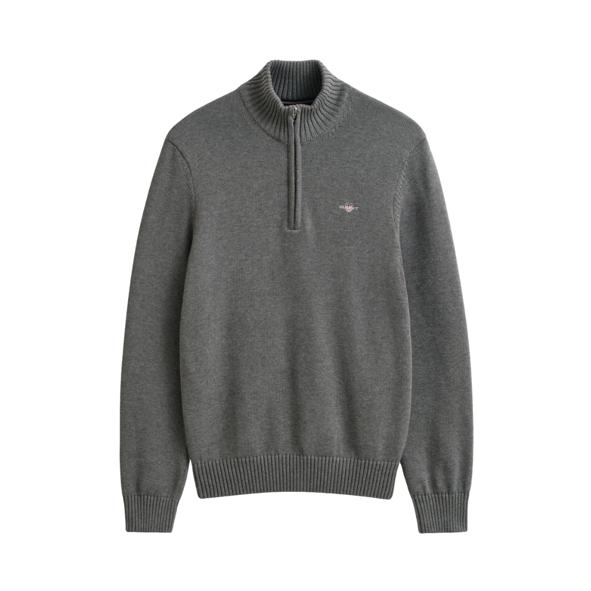 Casual Cotton Halfzip - Dark Grey Melange