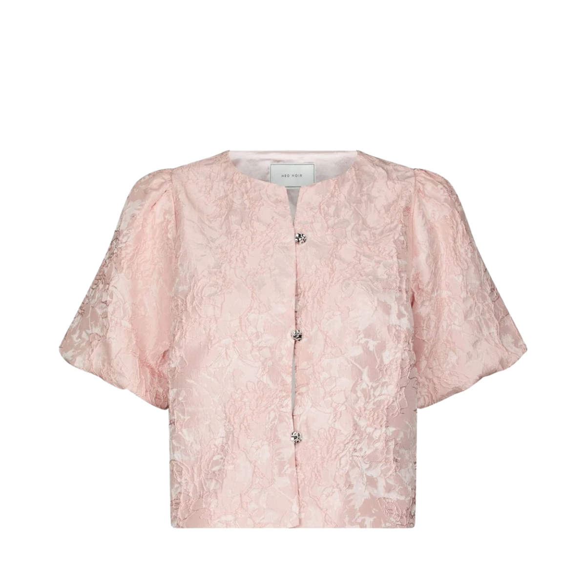 Aisa Soft Brocade Blouse - Light pink