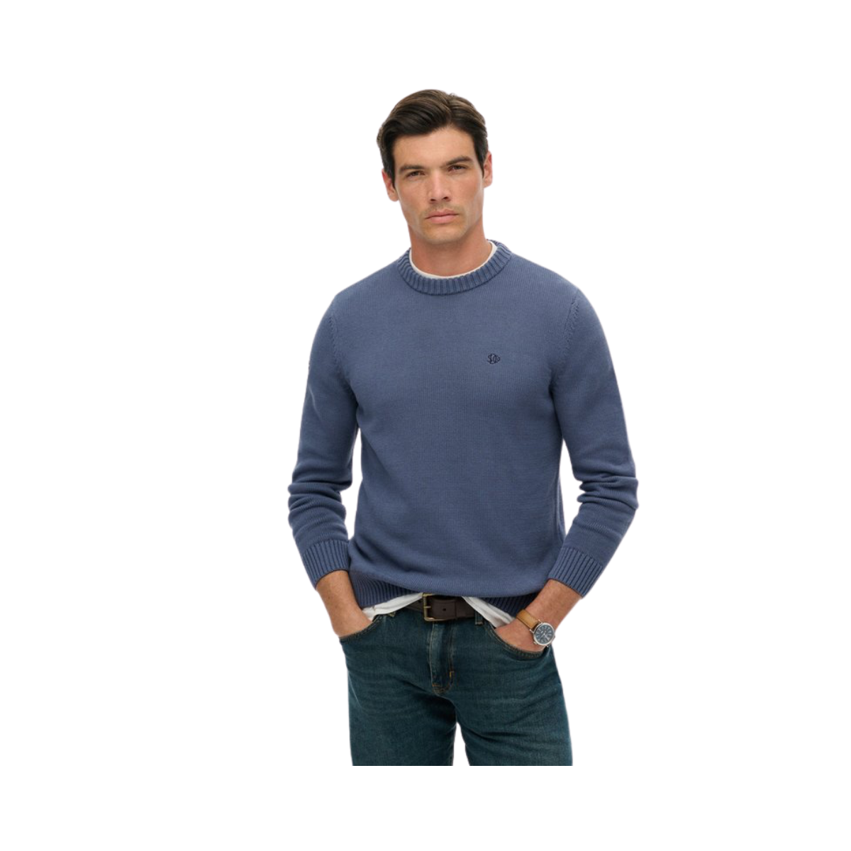 Preppy Cotton Jumper - Soft Navy