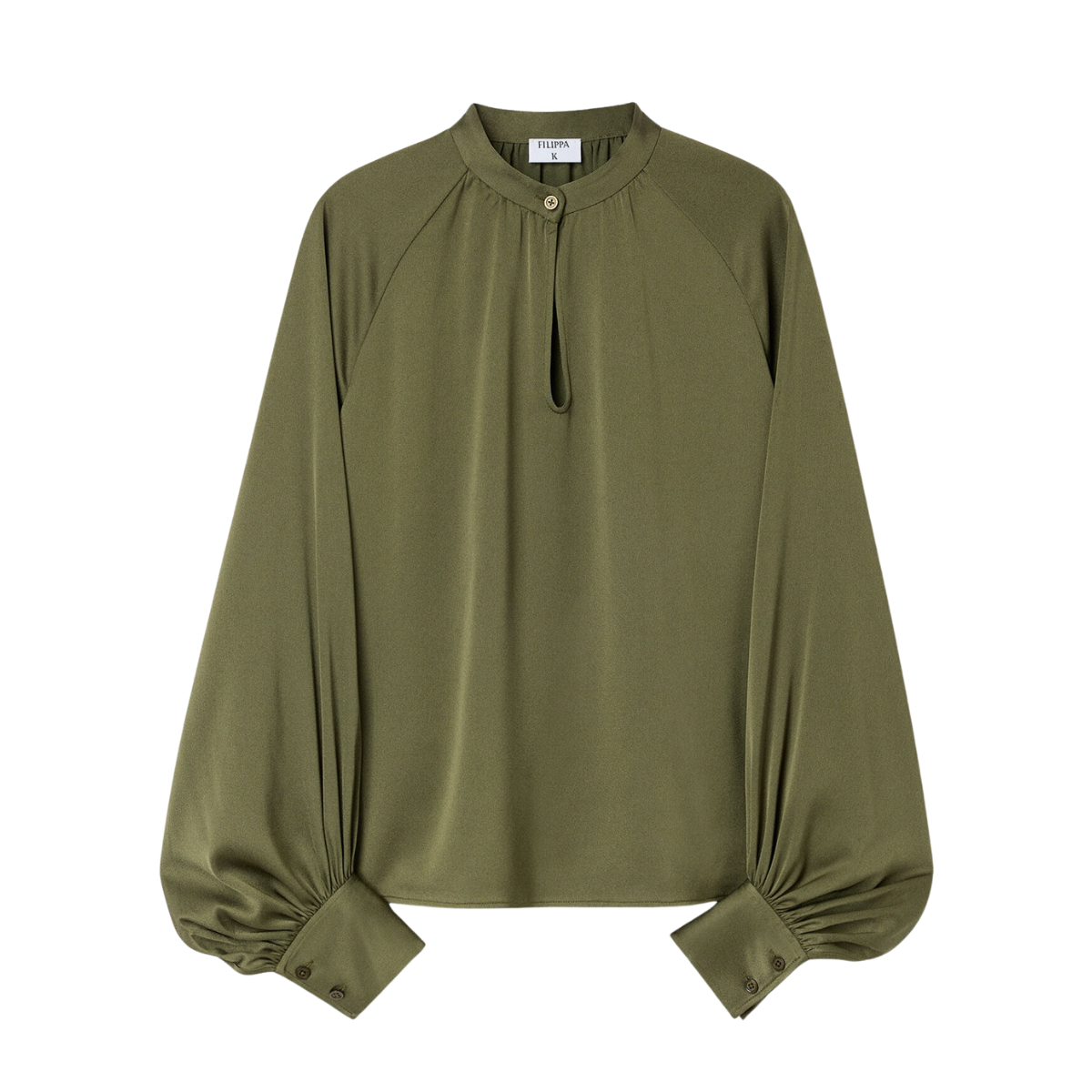 Stand Collar Blouse - Laurel Green