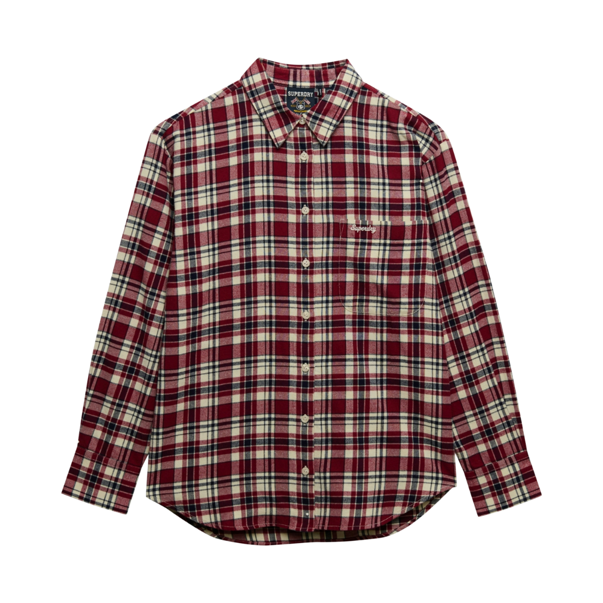 Check Flannel Relaxed Shirt - K1V Bordeaux Red Check