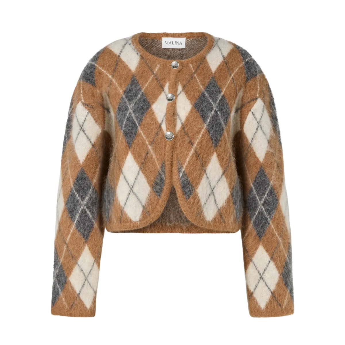 Aislinn Cardigan - Camel Argyle Checks