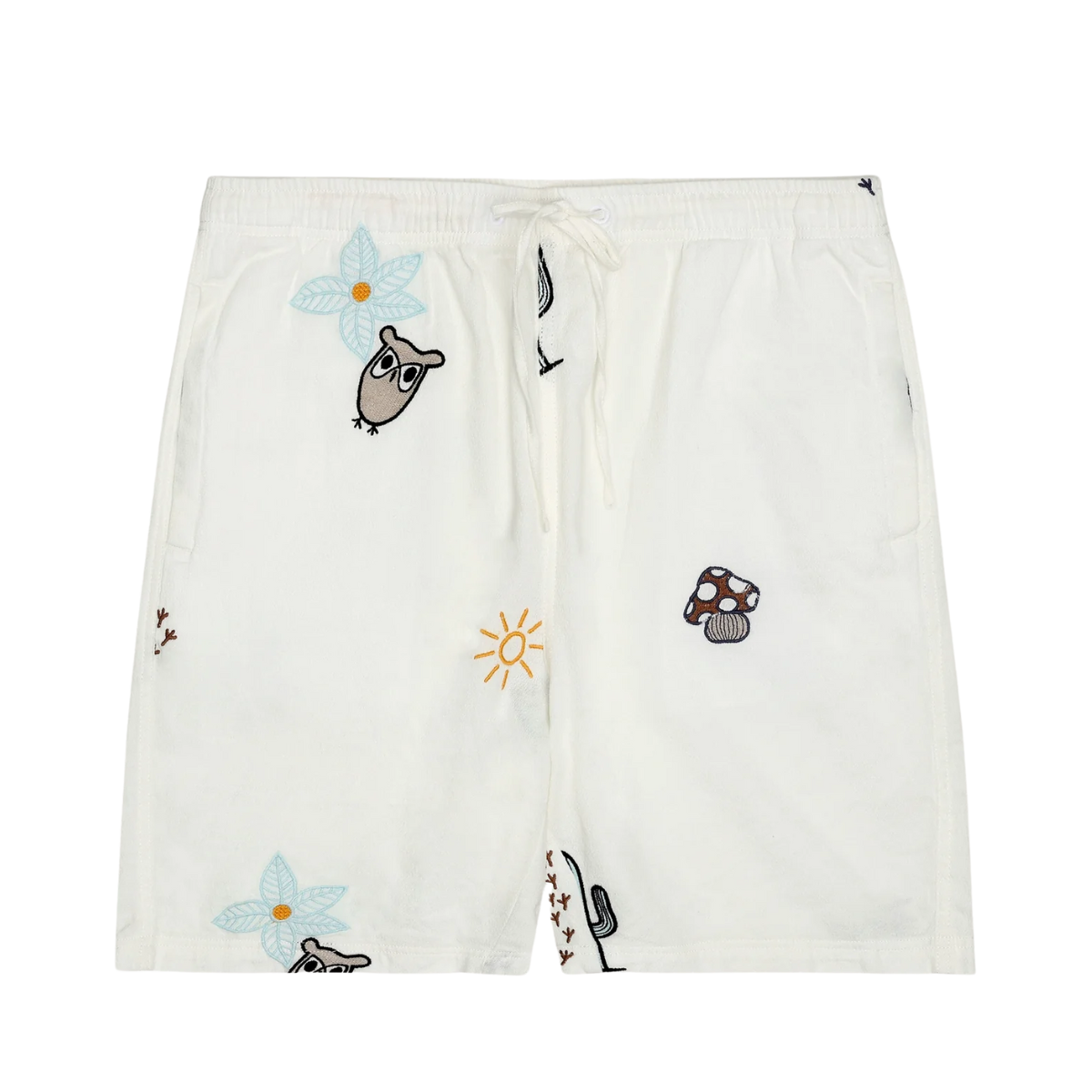 Fig Loose With Embroidery Shorts - Egret
