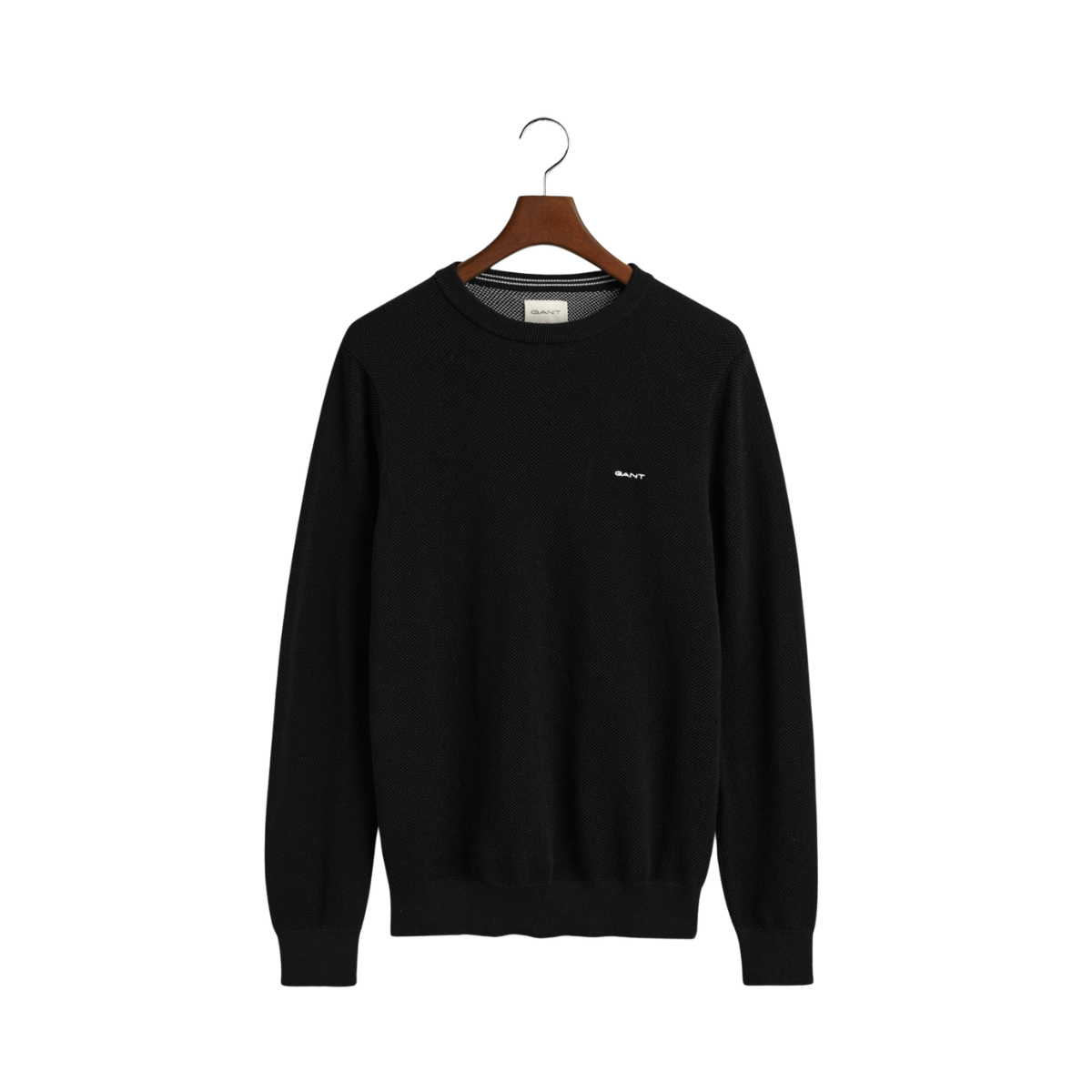 Cotton Pique C-Neck - Black