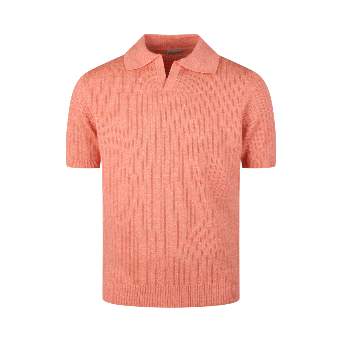 Polo Shirt Knitted Ribbed - Orange