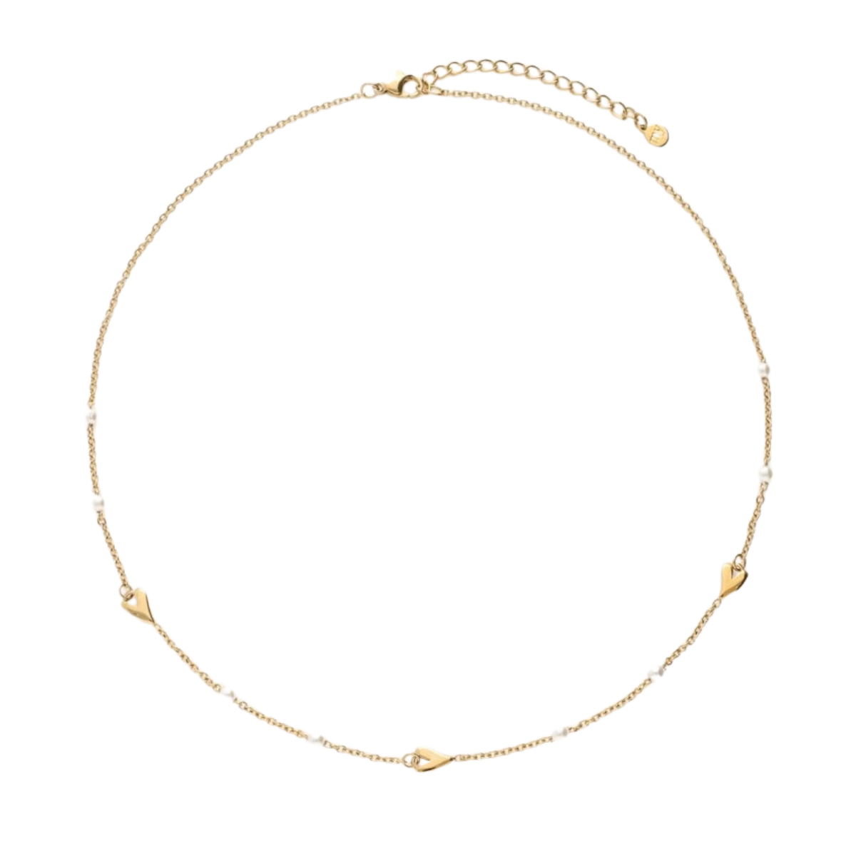 Necklace hearts & pearls - 1200 Gold