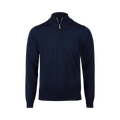 Sweater Knitted Half Zip Merino - Navy