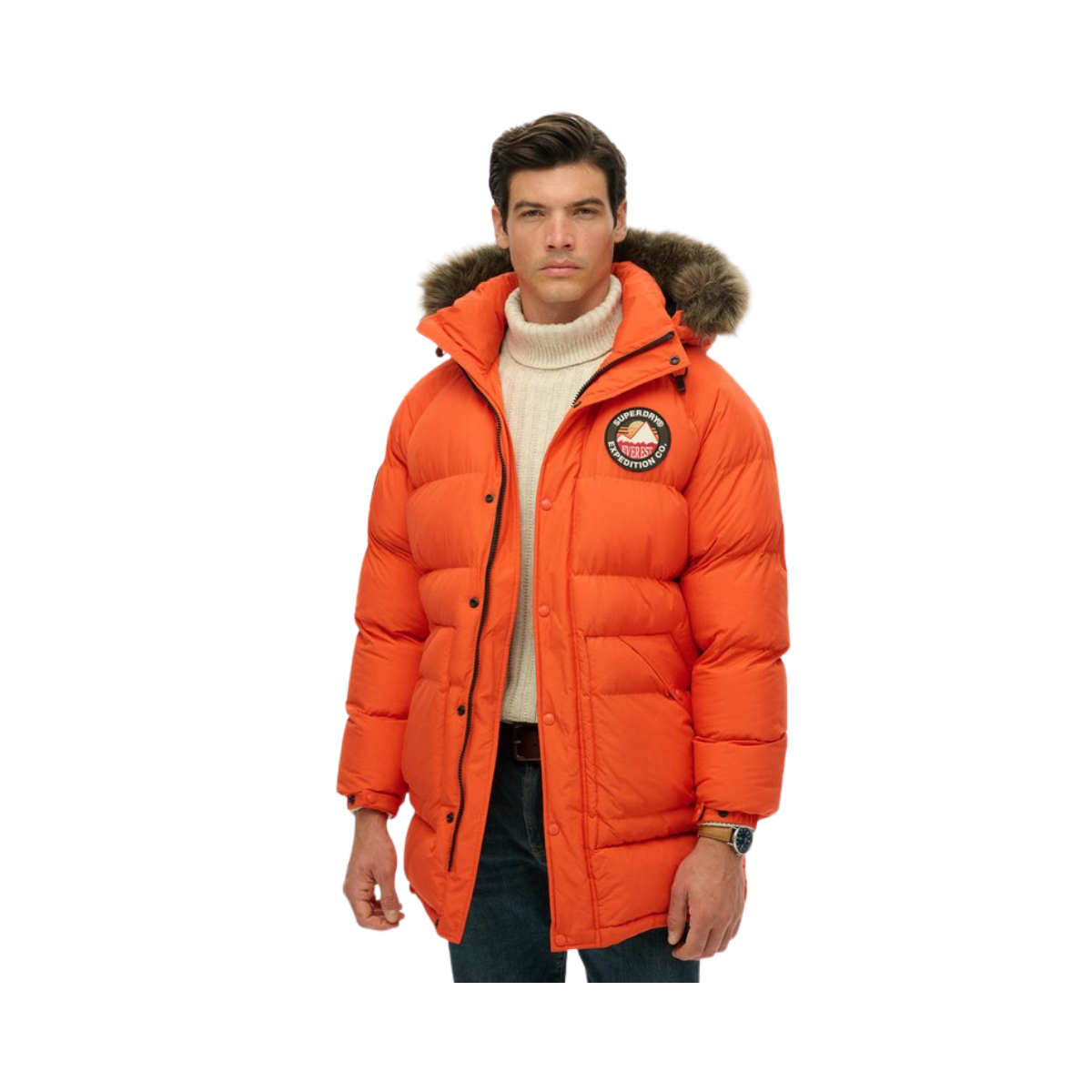 Everest Longline Baffled Parka - UM2 Bold Orange