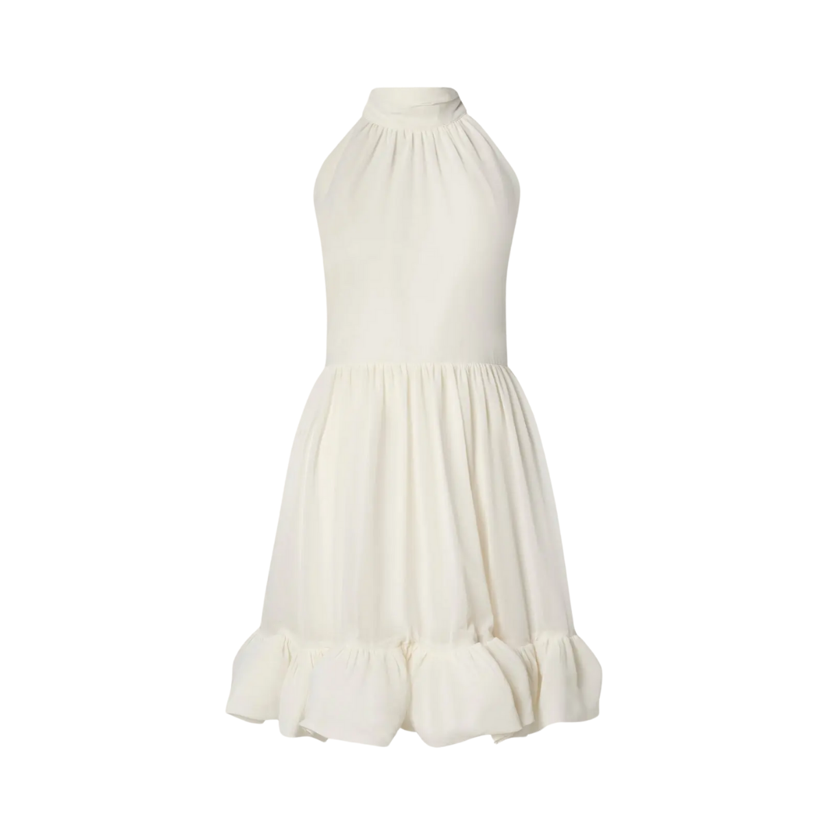 Fern Halterneck Ruffled Mini Dress - White