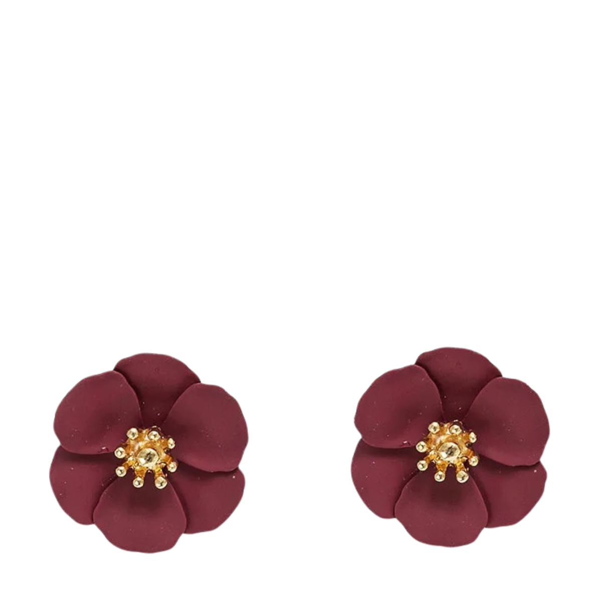 Flower Small Earrings - 05 Burgendy Mat