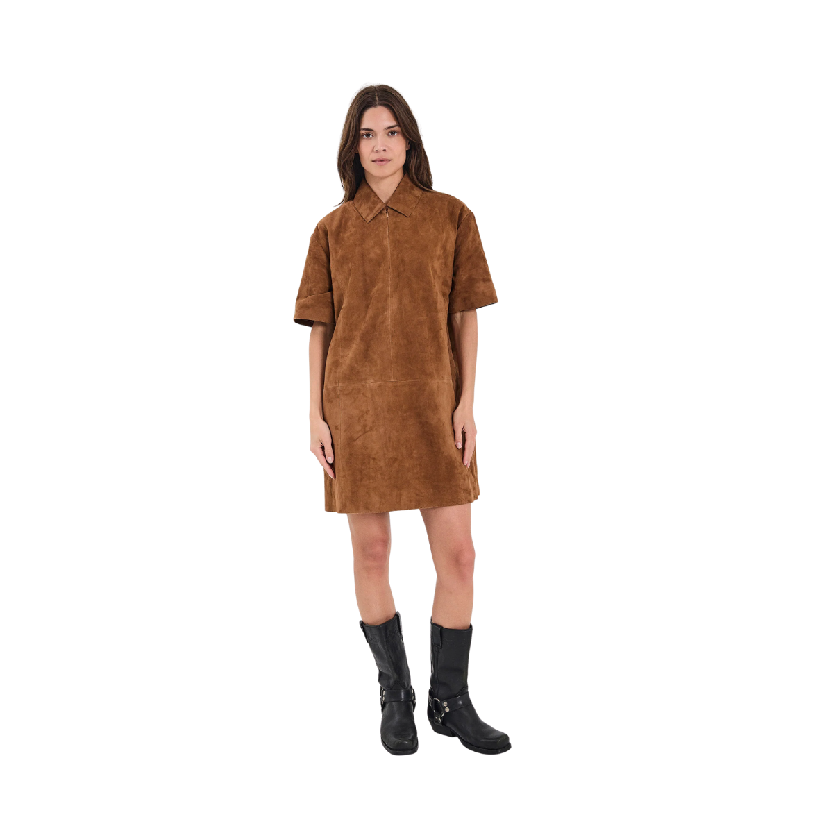 Kamilla Suede Dress - COGNAC