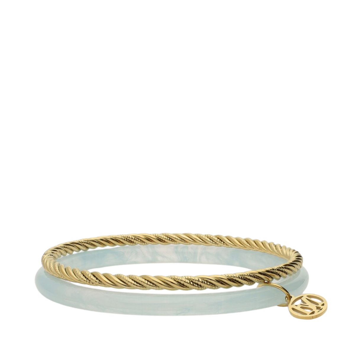 Bangle Set Thin Light Blue - Gold