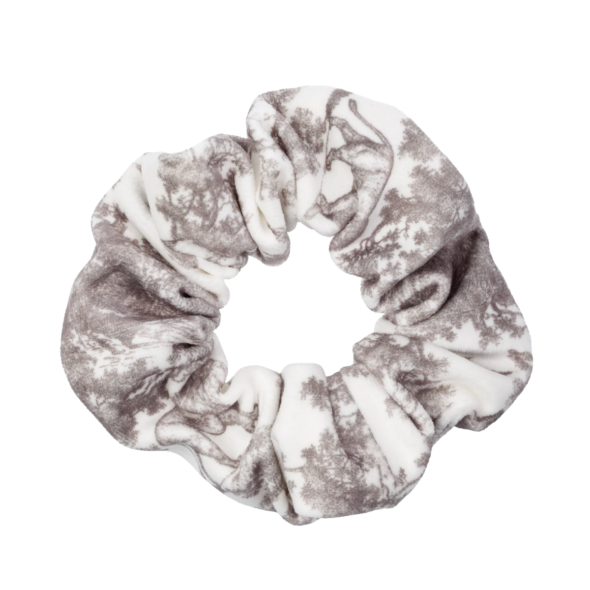 Velvet Scrunchie - Warm Taupe Savannah Pattern