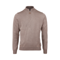 Sweater Knitted Half Zip Merino - Light Brown