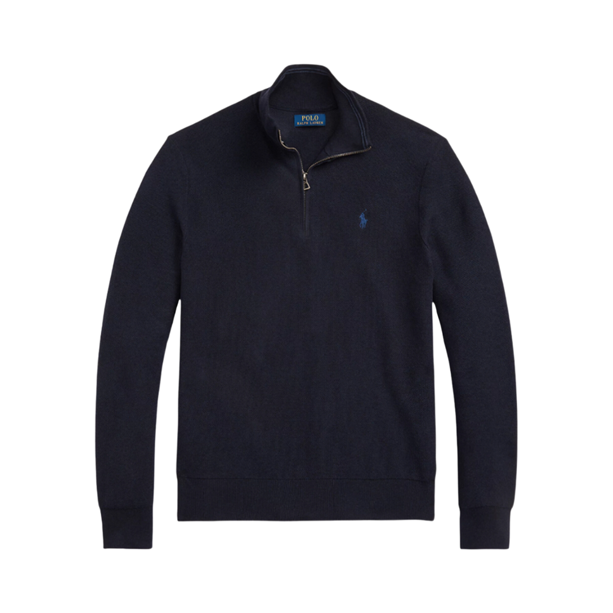 Knit Cotton Quarter-Zip Sweater - Navy Heather