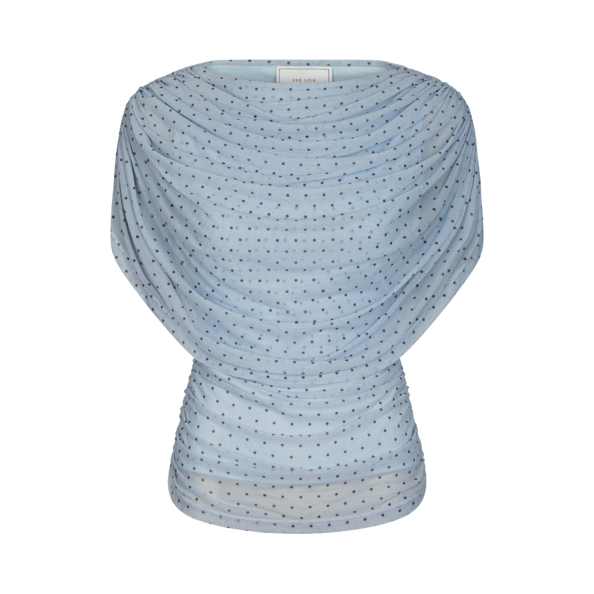 Cottuna Dot Drapy Mesh Top - Light Blue
