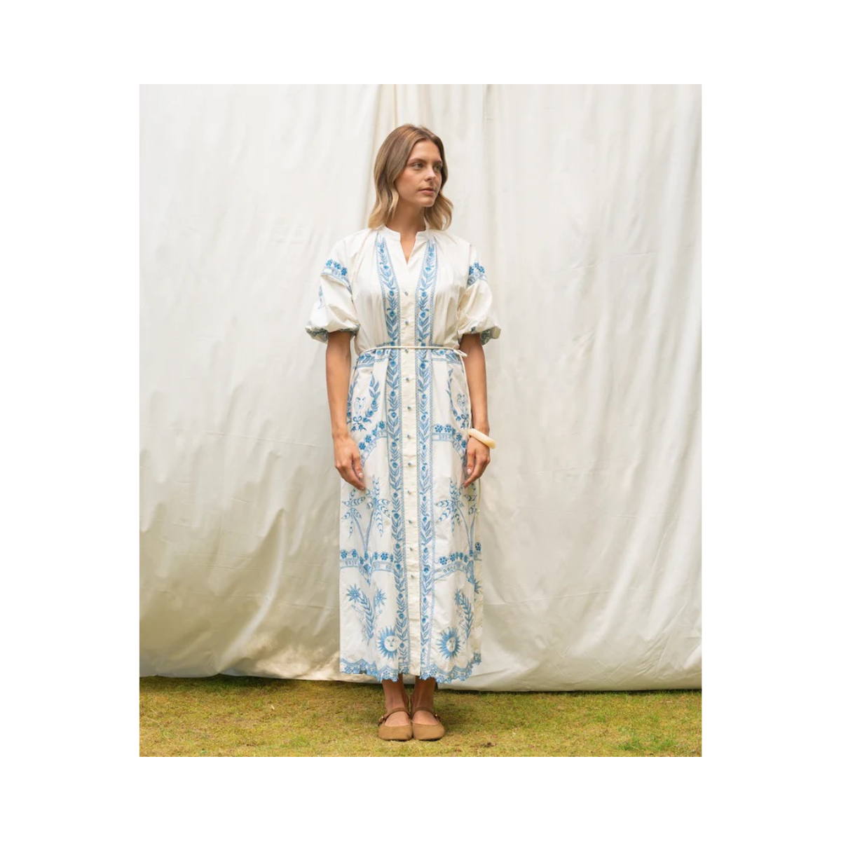 Beach Party Dress - Oyster/Blue Mix