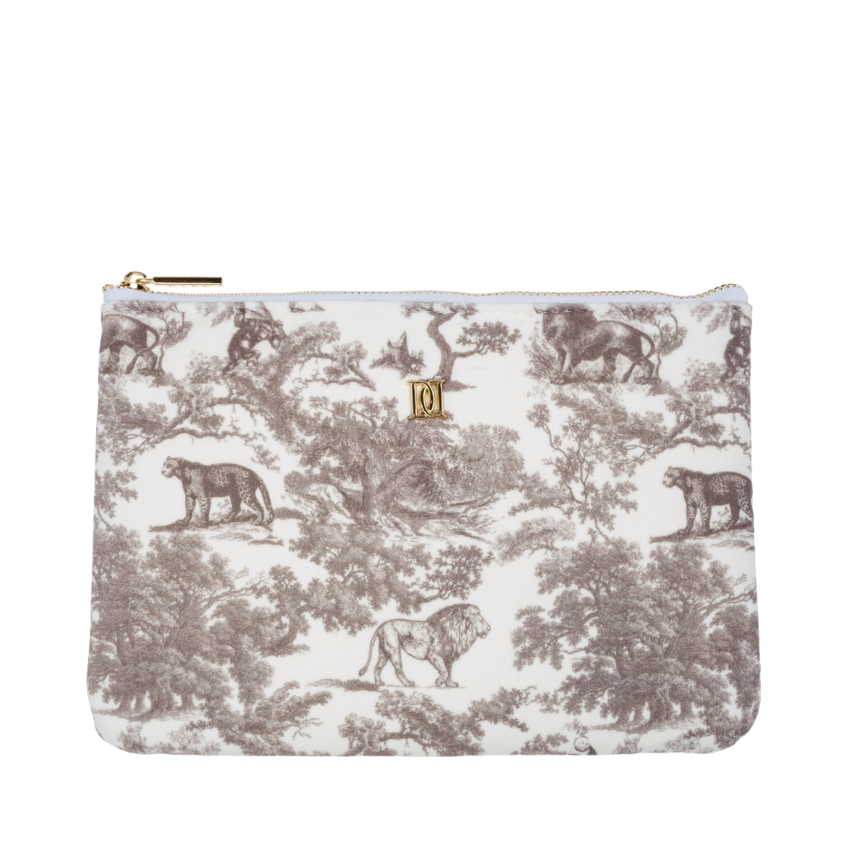 Velvet Small Pouch - Warm Taupe Savannah Pattern