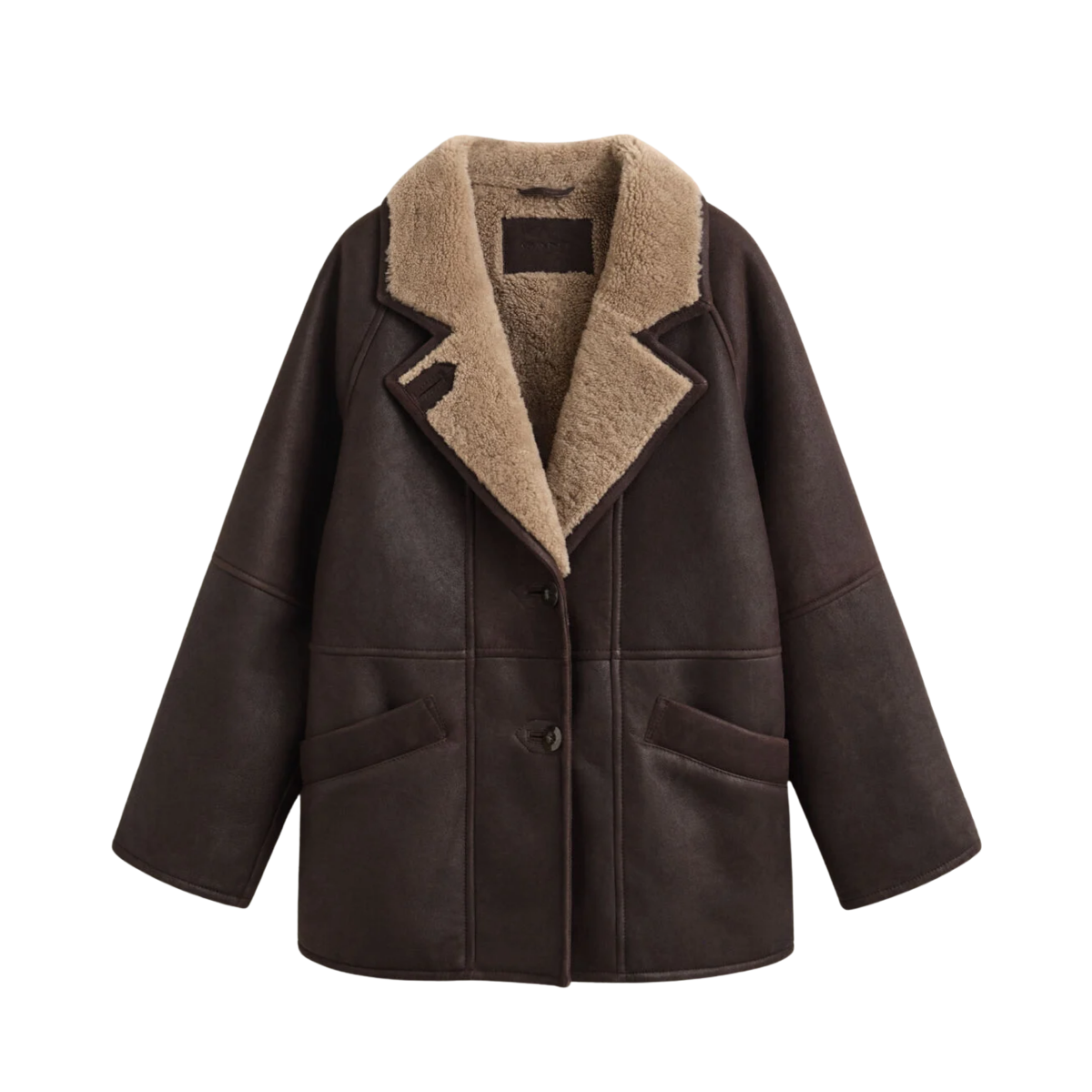 Mid Length Shearling Jacket - Deep Brown