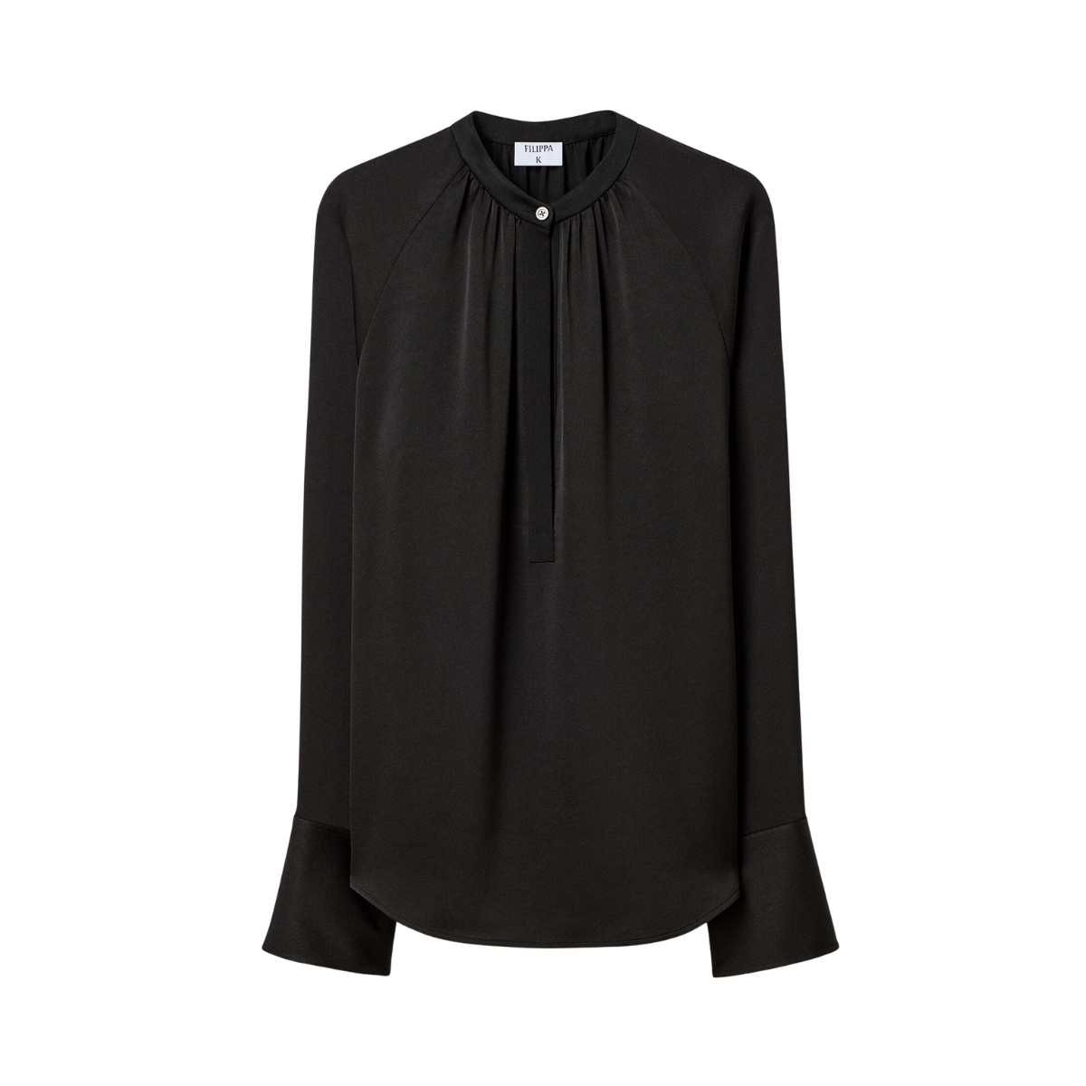 Gathered Raglan Blouse - Black