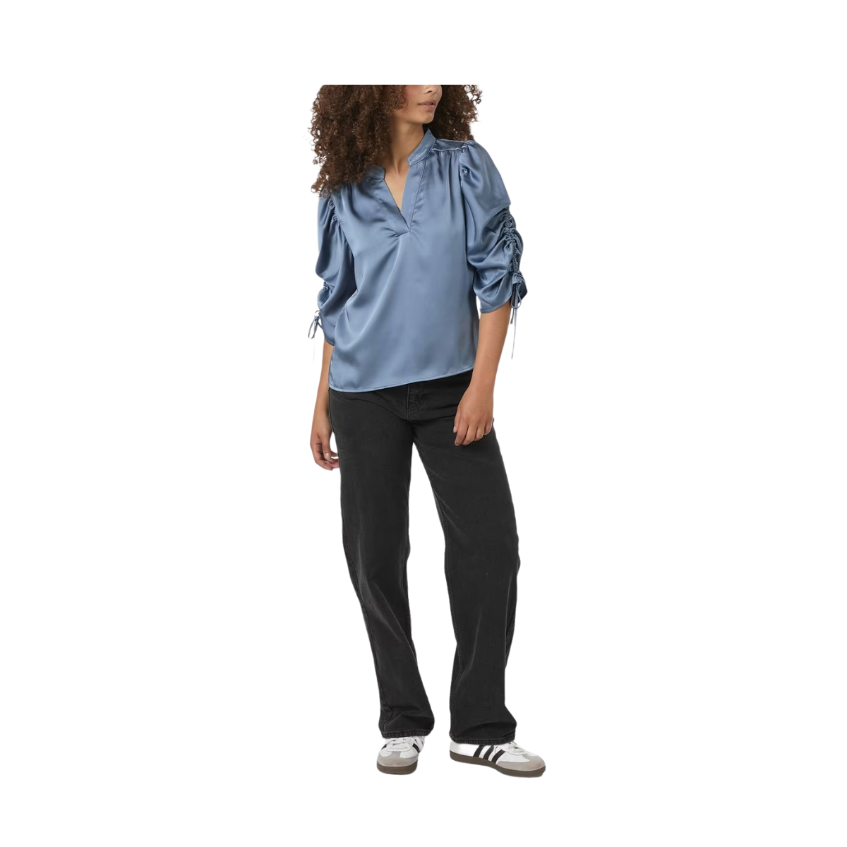 Alvira Drapy Satin Blouse - 142 Dusty Blue