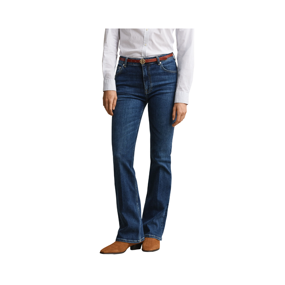 Slim Flared Jeans - Dark Blue Worn In