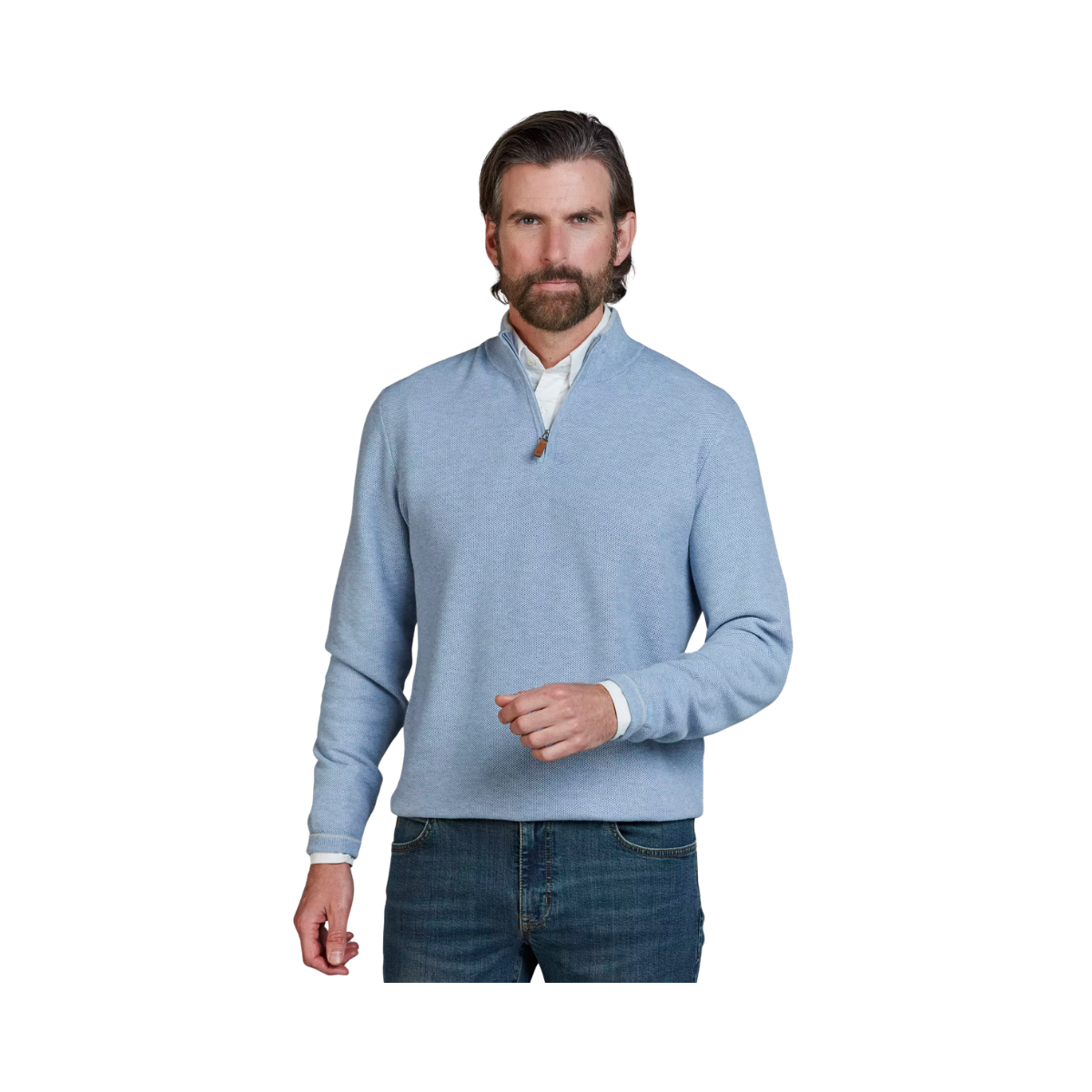 Half Zip Structure Knit - Blue
