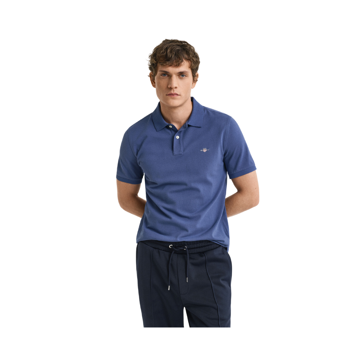 Shield SS Pique Polo - Dusty Navy