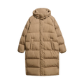 Longline Hooded Puffer Jacket - Fossil Brown