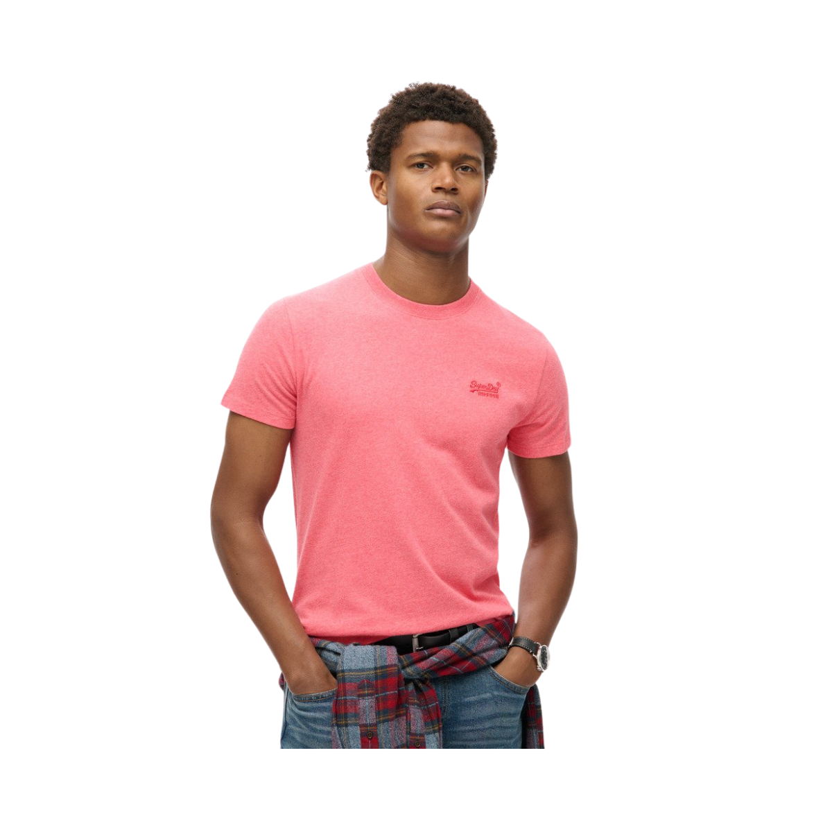 Essential Logo EMB Tee - 9VS Punch Pink Marl