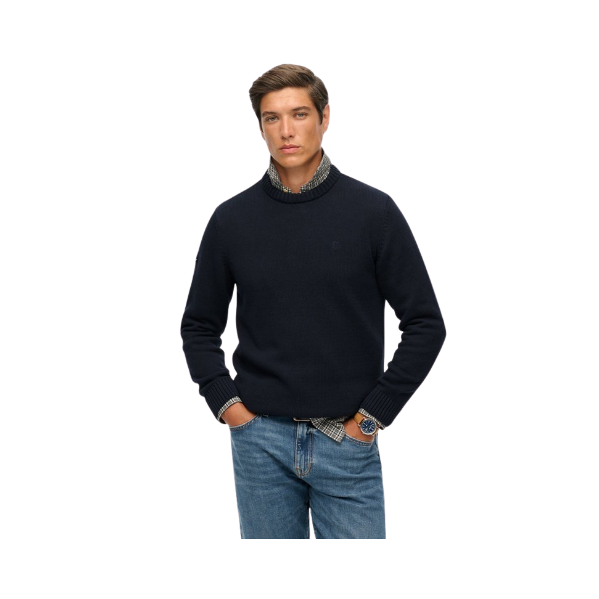 Preppy Cotton Jumper - Navy