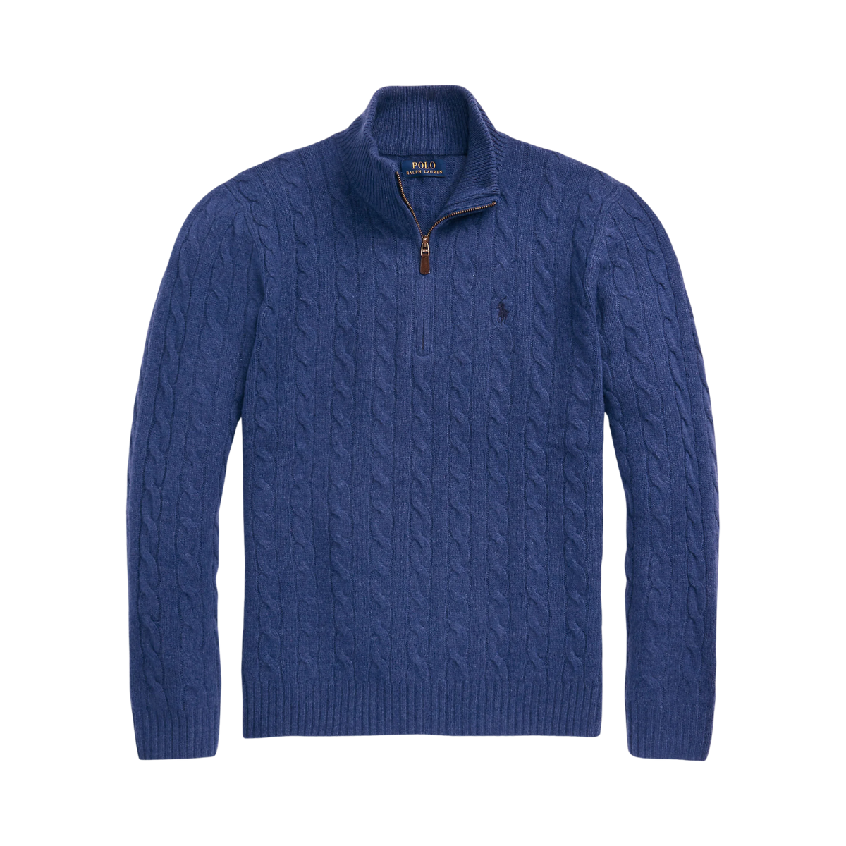 Cable-Knit Wool-Cashmere Zip Sweater - Rustic Navy